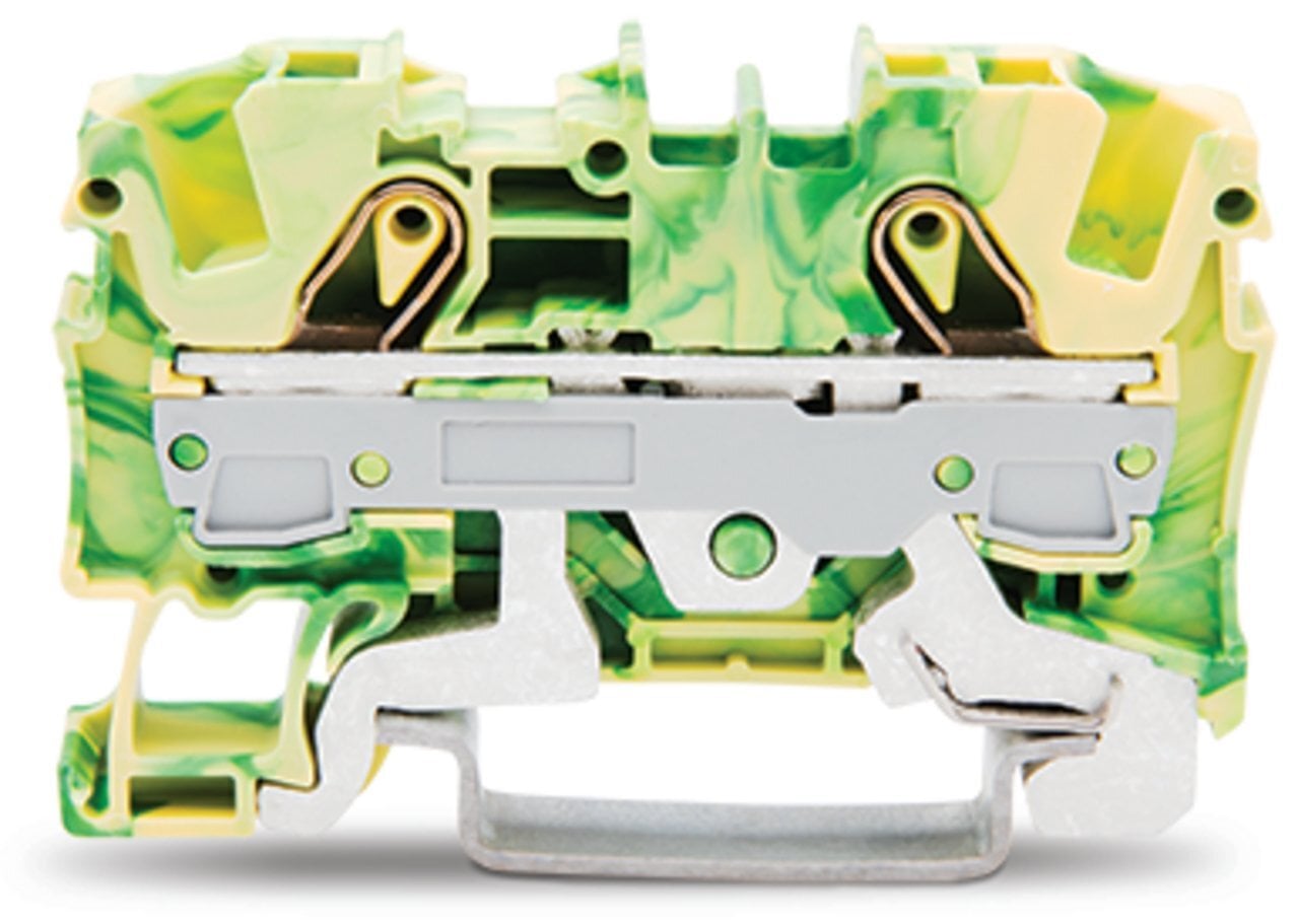 2-conductor ground terminal block; 6 mm; suitable for Ex e II applications; side and center marking; for DIN-rail 35 x 15 and 35 x 7.5; Push-in CAGE CLAMP; 6,00 mm; green-yellow