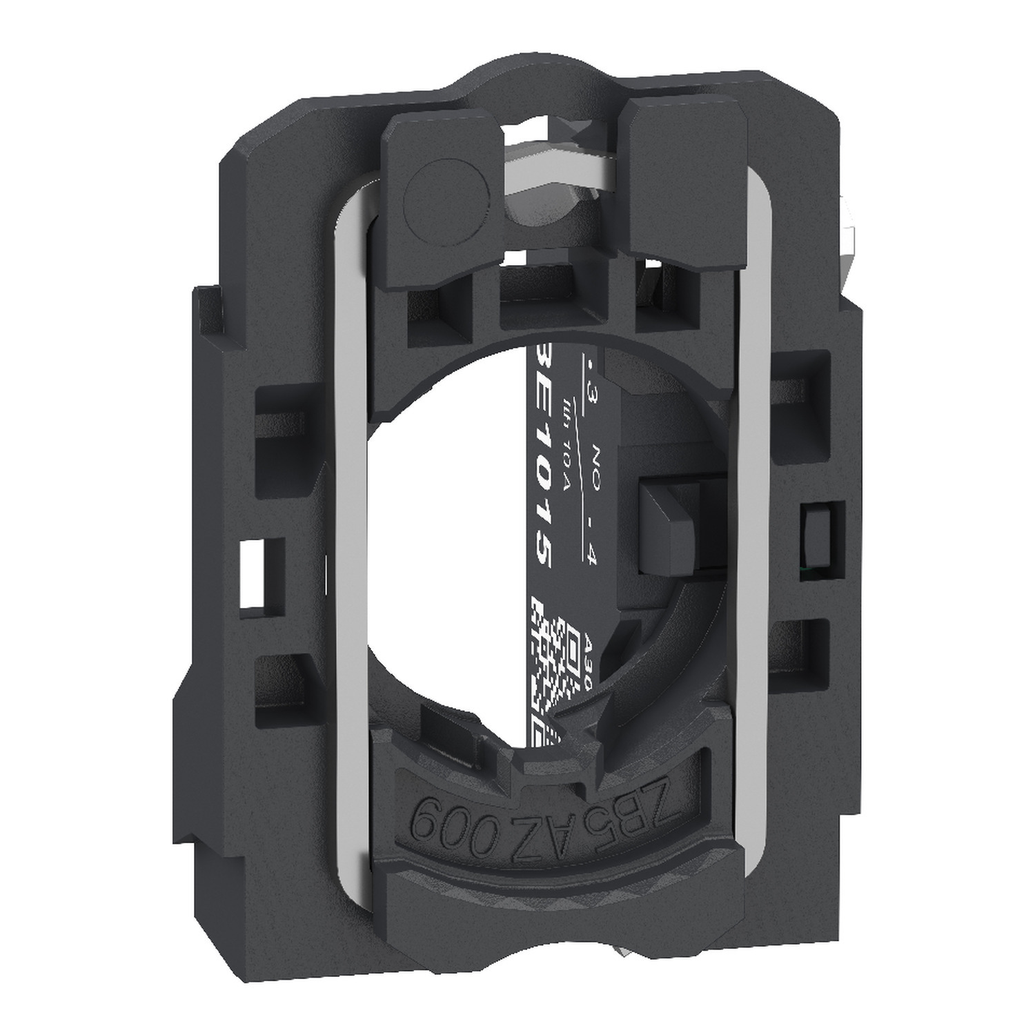 Complete body contact assembly, Harmony XB5, single contact, with fixing collar, plastic, 1NO, compact push in terminals