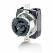 50 Amp, 480 Volt AC, Industrial Grade, Black and White Locking Flush Mount Receptacle, Grounding, California-Style, Black