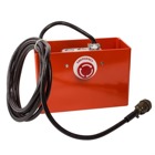 Remote Control Foot Switch for Catalog Numbers 13610A and 13810.  Emergency Release Button.  10 Foot Long Cord with Amphenol Plug,  Foot Guard 9 x 6 x 4-1/2 inch.  Mechanical Interlock - Rocker Type Switch prevents both circuits from being operated at the same time.