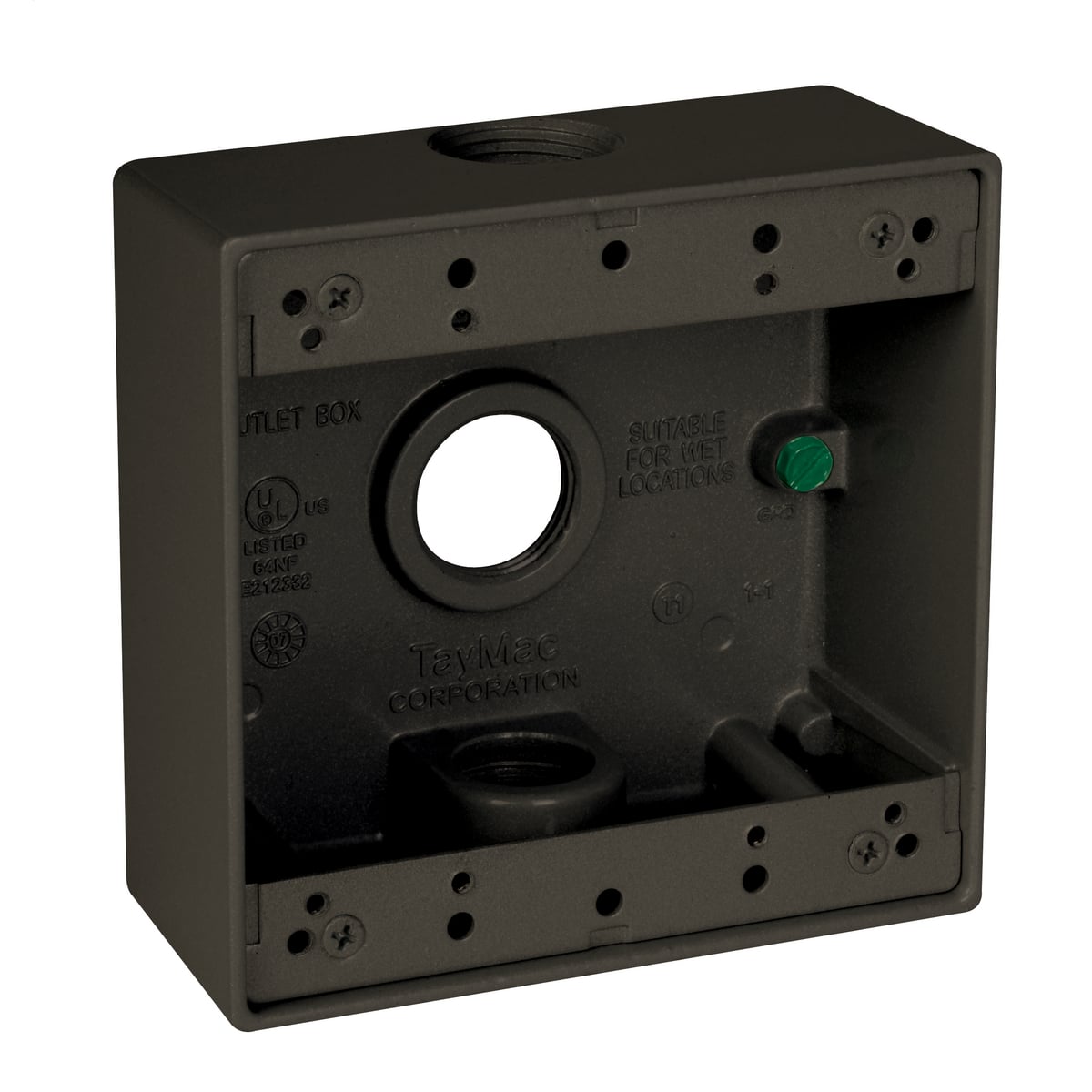 2-Gang Three 3/4 in. Hole Weatherproof Box - Bronze