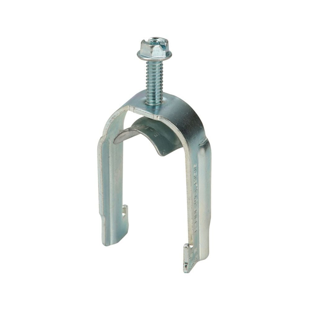Eaton B-Line series strut mounting bracket, Conduit and cable, 1" Height, 1" Length, 1" Width, 0.302lbs, Conduit size EMT: 3", Rigid: 3", Conduit strut clamps, 3.250" Min, 3.5" Max cable diameter, 400 lbs load capacity, Pre-galvanized