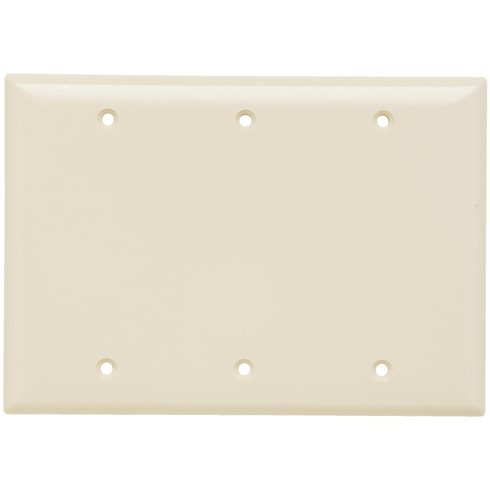 Thermoset Plastic Wall Plates, 3 gang, Blank Box Mount, Light Almond