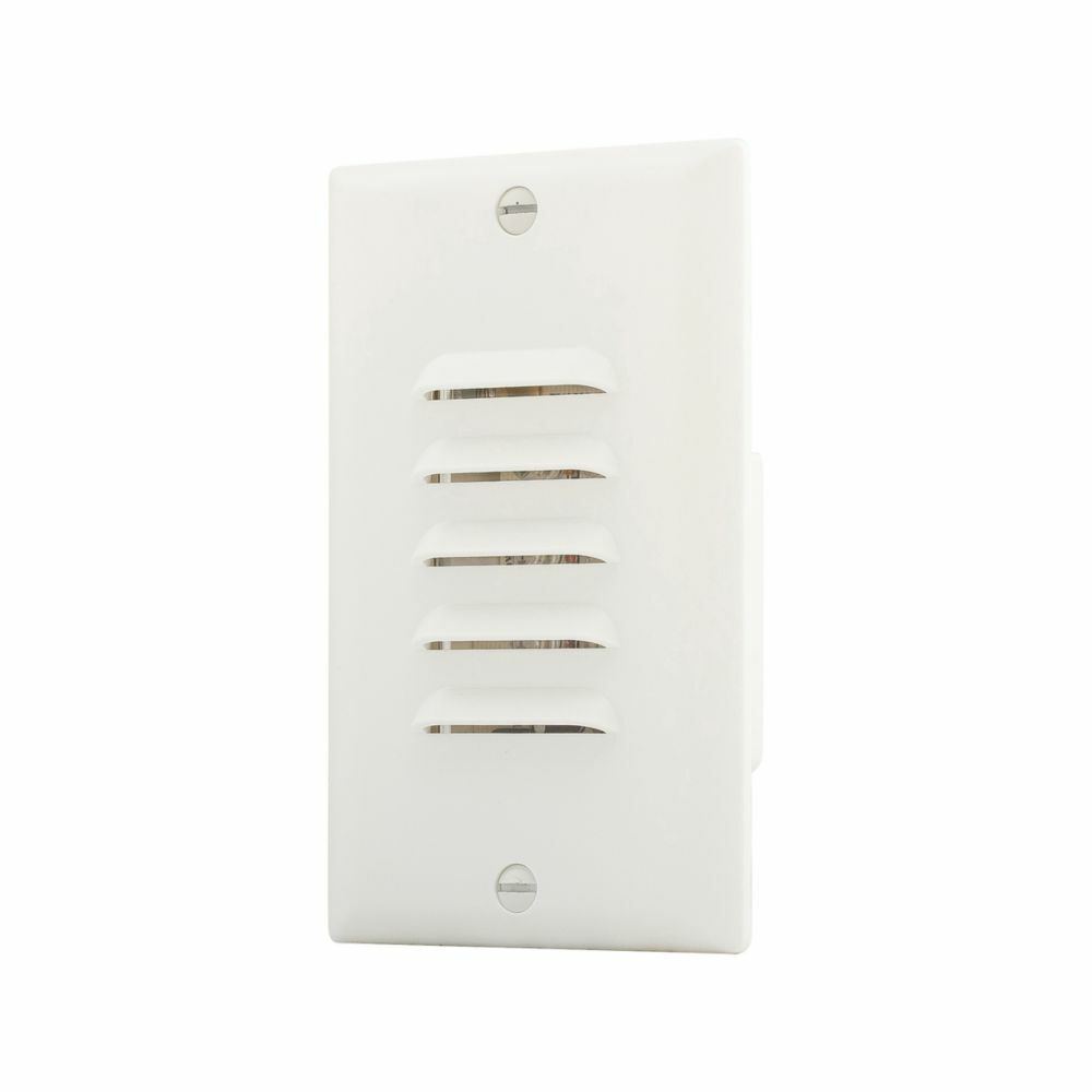 Eaton LED step light, Vertical and horizontal louvered faceplates, #14-12 AWG, 15A, Surface mount, 120V, Back and side wiring, White, Polycarbonate