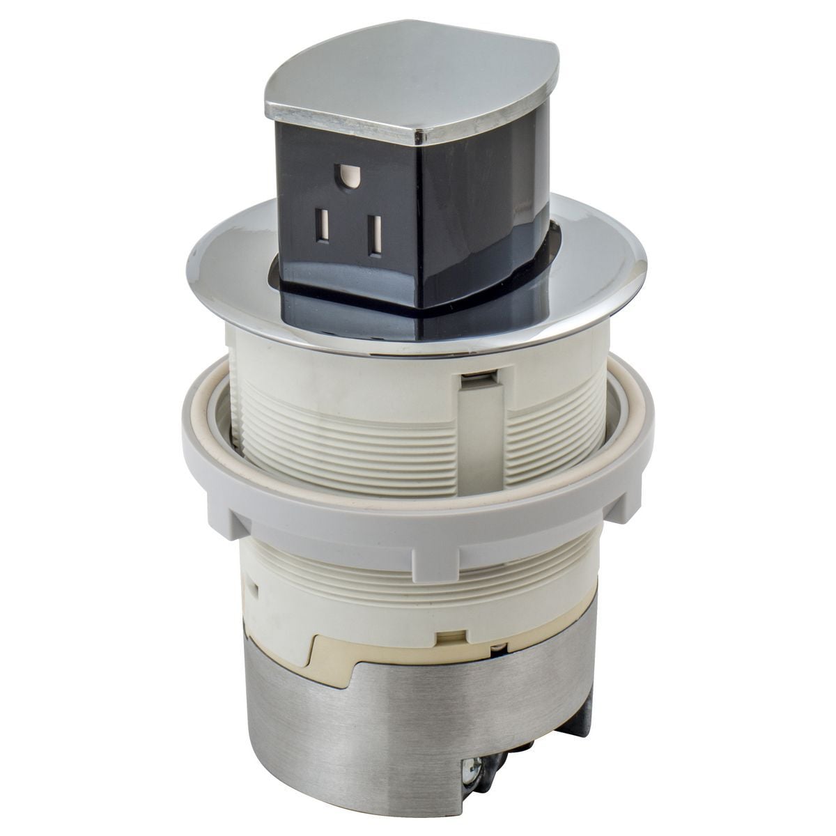 15A Kitchen Counter Receptacle, Surface Mount, Chrome
