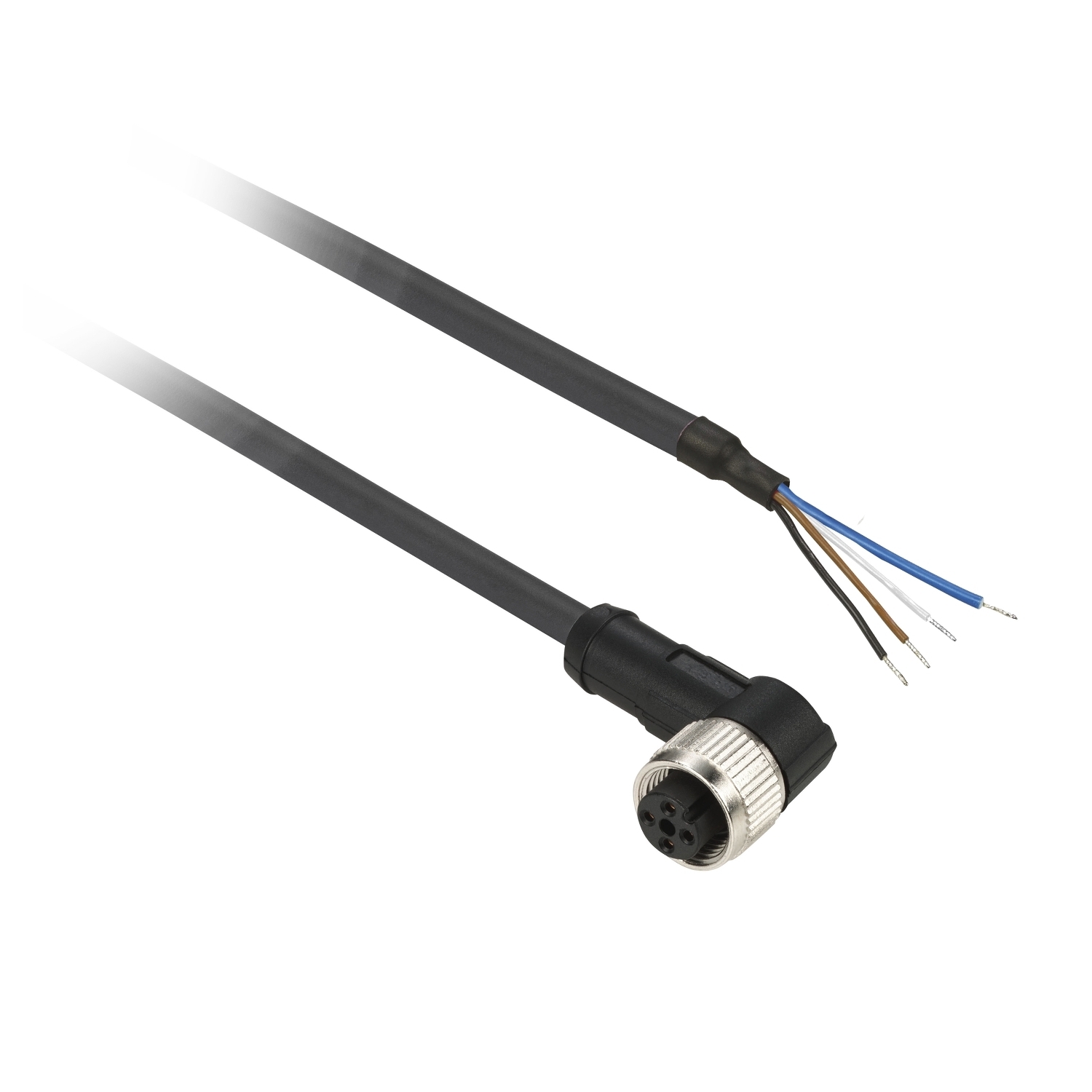 Pre wired connectors XZ, elbowed female, M8, 4 pins, cable PUR 10 m
