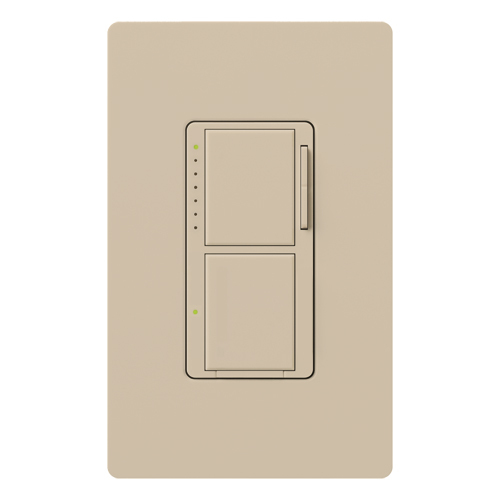 Maestro Incandescent/Halogen Dimmer and Switch, Single-pole, 120V/300W dimmer, 2.5A switch in taupe