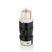 50 Amp, 125/250 Volt AC, Black & White Locking Connector, Industrial Grade, Grounding, California-Style, Black-White
