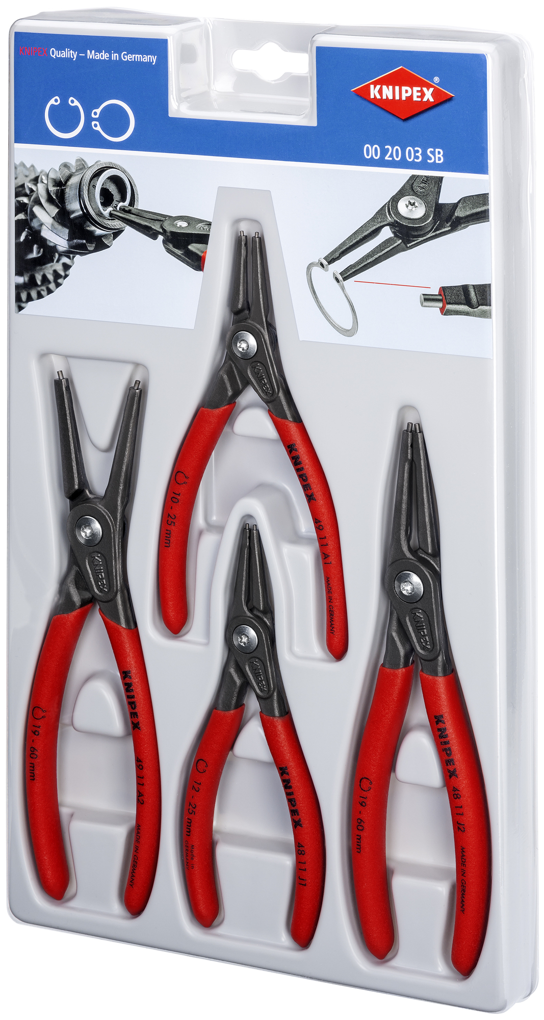 4 Pc Precision Snap Ring Pliers Set, Non-slip plastic