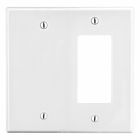Hubbell Wiring Device Kellems, Wallplates and Box Covers, Wallplate,Non-Metallic, 2-Gang, 1) Decorator 1) Blank, White