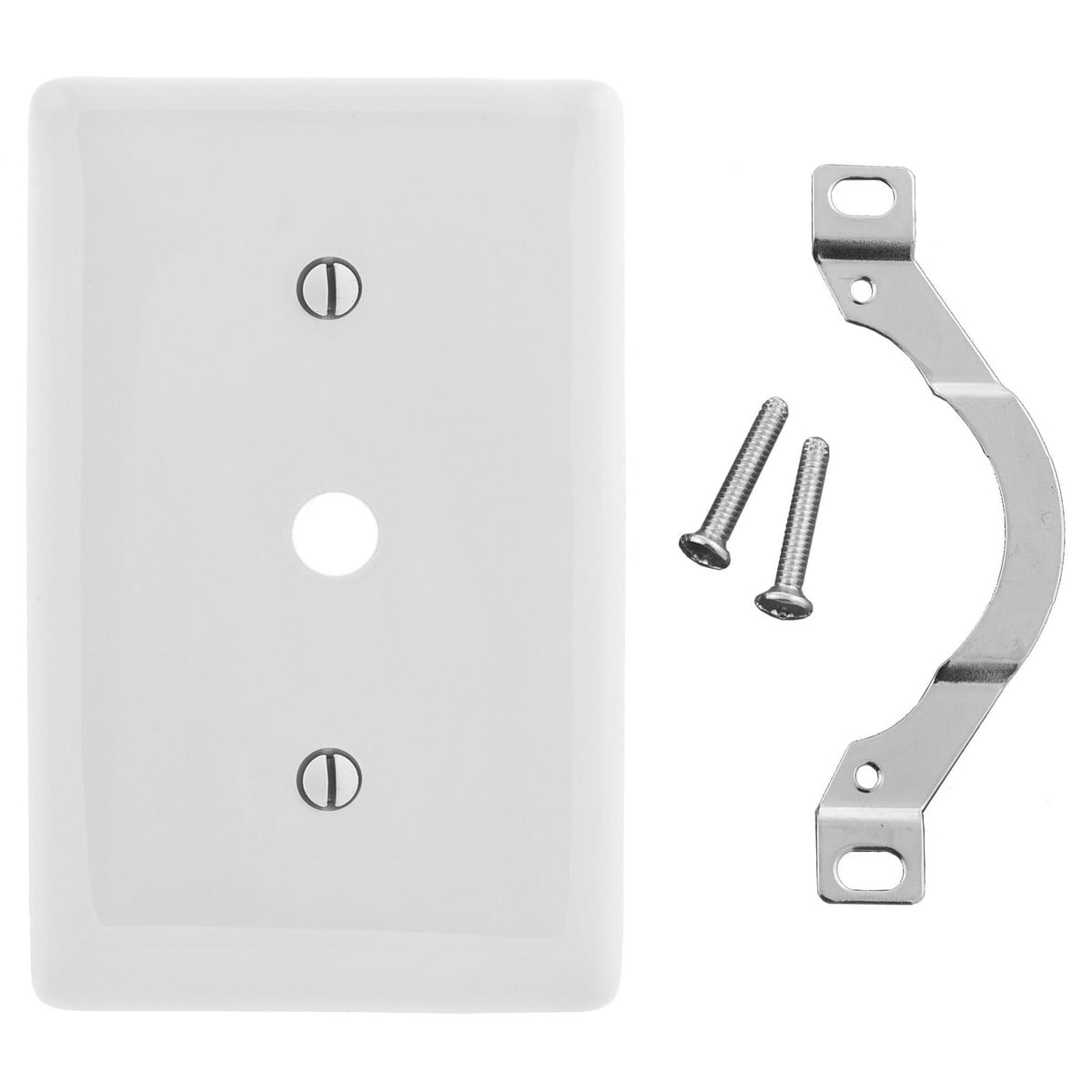 Wallplates and Box Covers, Wallplate, Nylon, 1-Gang, .406" Opening, Strap Mount, Light Almond