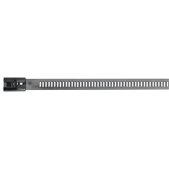 Multi-Lok 316 Stainless Steel Cable Tie, Black Nylon 11 Coated for High Temperature Applications, Weather and Ultraviolet Resistant, Length of 300mm (11.8 Inches), Width of 7mm (0.28 Inch), Thickness of 0.4mm (0.02 Inch), Tensile Strength Rating of 1112 Newtons (250 Pounds)