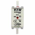 Eaton Bussmann series low voltage NH Fuse, Live gripping lug, 690V, 50A, 120 kAIC, Combination fuse status indicator, fuse, Blade end connection, Class C gL/gG, Square-body with knife blade contact, Ceramic body