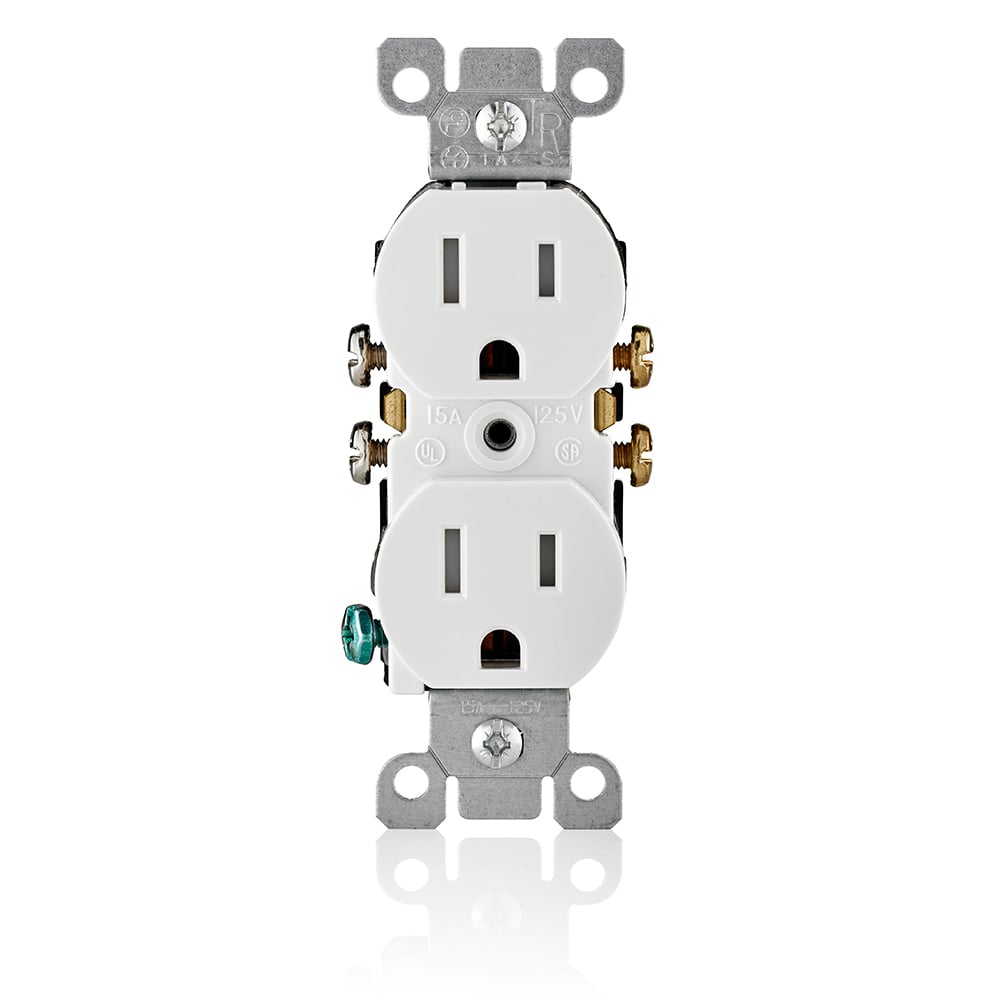 15 Amp, 125 Volt, Tamper Resistant, Duplex Receptacle, Residential Grade, Grounding, White