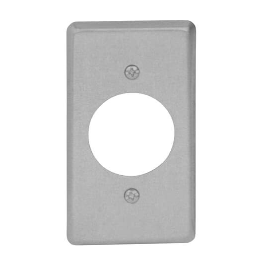One Gang Utility Box Cover, 4 Inch Long x 2-1/8 Inch Wide x 1/4 Inch Raised, Pre-Galvanized Steel, For 4-Wire Twist-Lock Single Flush Receptacle with 1-19/32 Inch Diameter