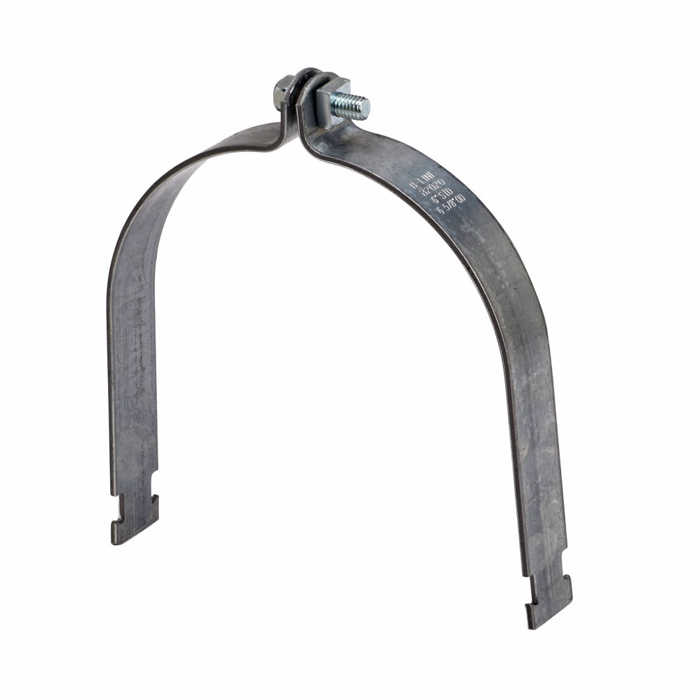 Eaton B-Line series pre-assembled O.D. pipe and conduit clamp, 0.12" H x 7.2970" L x 1.25" W, Steel, 1000 Lbs load cap
