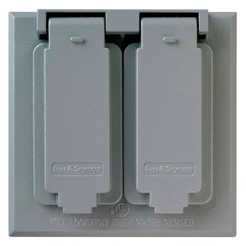 Weatherproof Cover 2 Gang 2 Duplex Receptacle, Gray