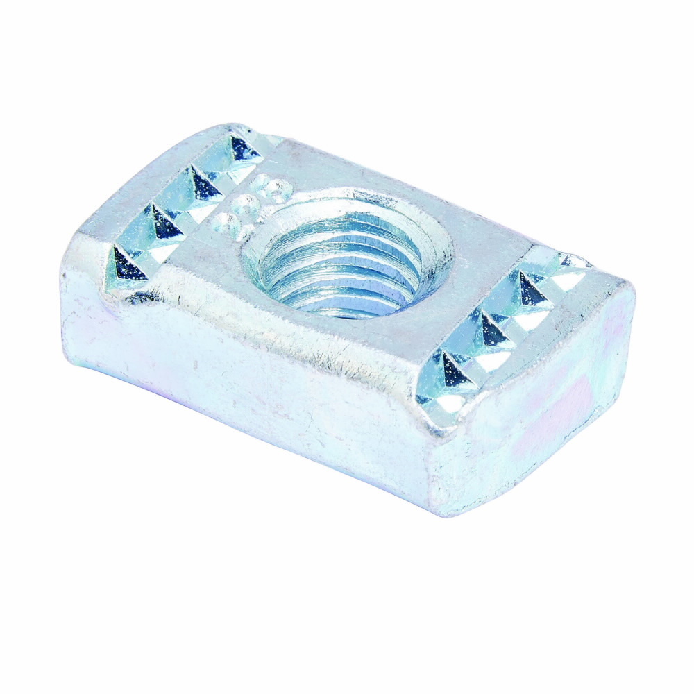 Eaton B-Line series strut channel, nuts, all threaded rod, Steel, Channel nuts, Nut without spring, Electro-plated zinc finish, 250 lbs pull out strength, 1500 lbs slip strength, 1/2"-13 thread size