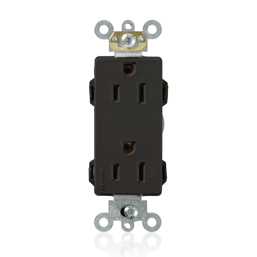 15 Amp, 125 Volt, Modular Receptacle, Narrow Body, Decora Plus, Nylon, Black