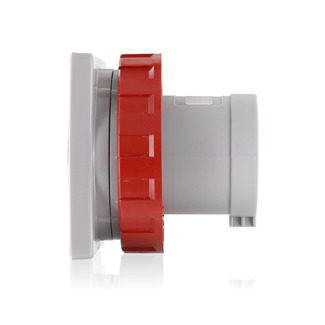 125 Amp, 380-415 Volt, 3P+E (3P, 4W), Clock Position 6, IEC/EN 60309-1 & 60309-2, International Configuration Panel Mounting Inlet, Industrial Grade, IP66/67, Watertight - RED