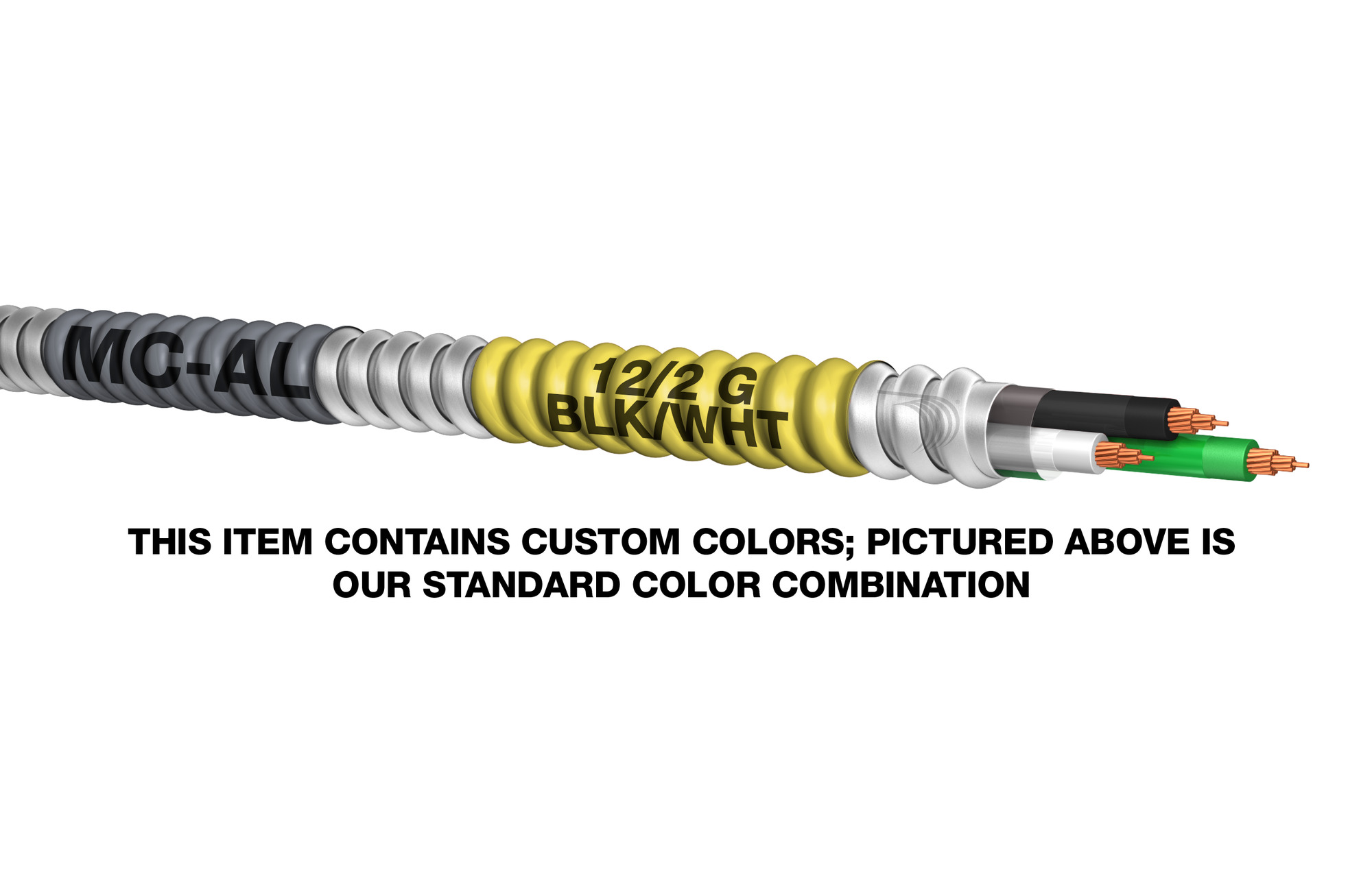 MC Aluminum Cable, 12/2 Ground, Stranded, Orange/Gray, 250 Foot