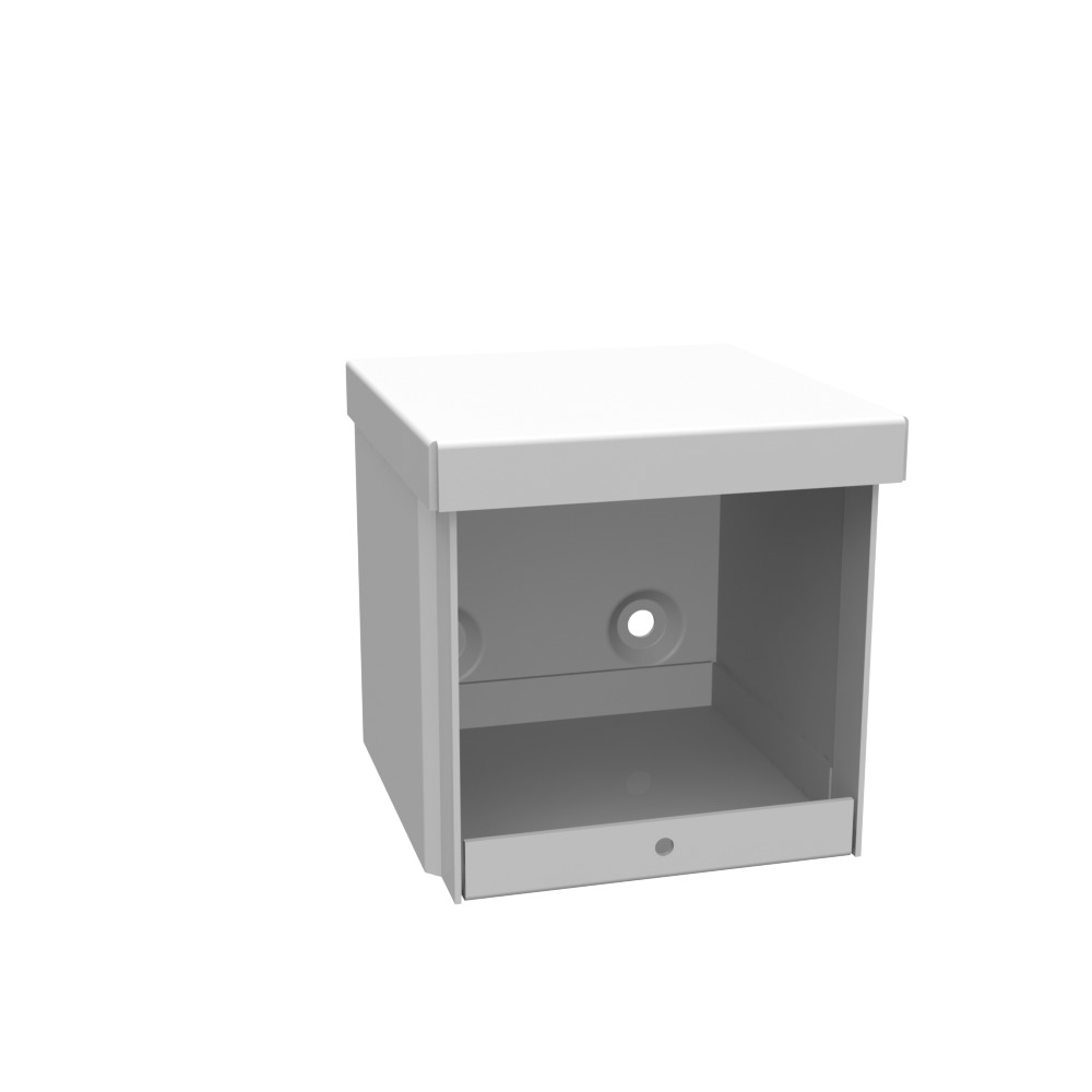 4x4x4 Screw Cover Type 3R UL Listed Steel No Knockouts ANSI 61 Gray Quad D Knockout for Lock Emboss Mounting Holes in Back
