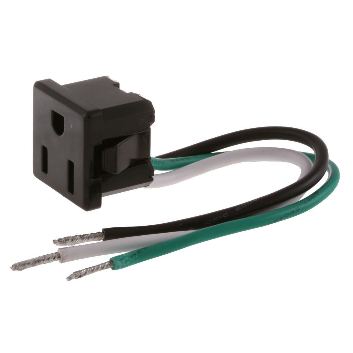 TradeSelect, Straight Blade, Single Receptacle, Snap-In, 15A 125V, 2-Pole 3-Wire, 5-15, Black