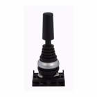 Eaton M22 pushbutton joystick operator, 22.5 mm, Momentary, Non-illuminated, Bezel: Silver, Button: Black, IP67, IP69K, NEMA 4X, 21, Two-position, Vertical