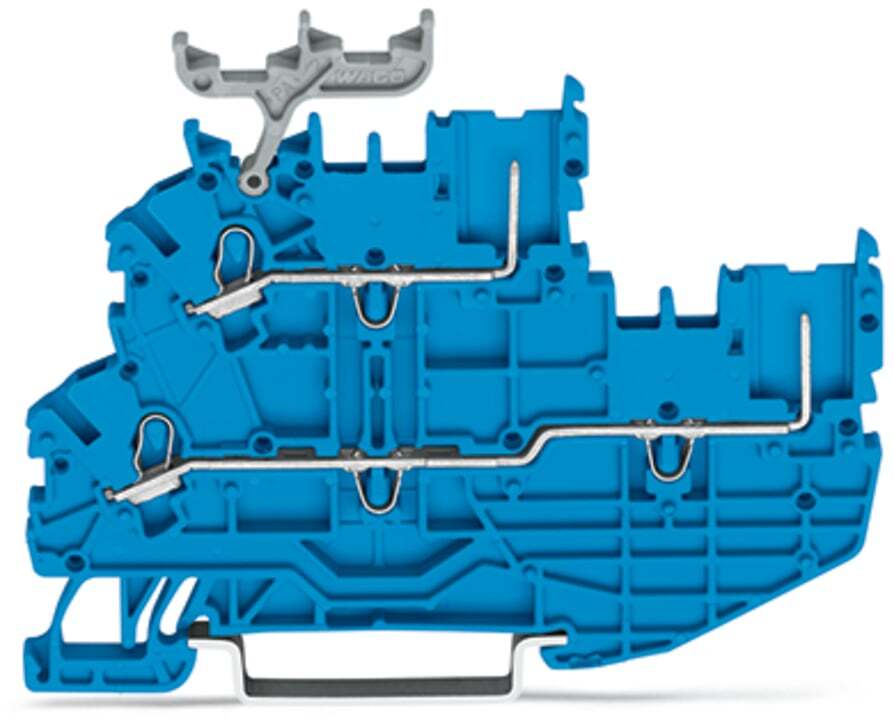 1-conductor/1-pin double deck receptacle terminal block; Through/through terminal block; N/N; without marker carrier; suitable for Ex i applications; for DIN-rail 35 x 15 and 35 x 7.5; Push-in CAGE CLAMP; 1,00 mm; blue