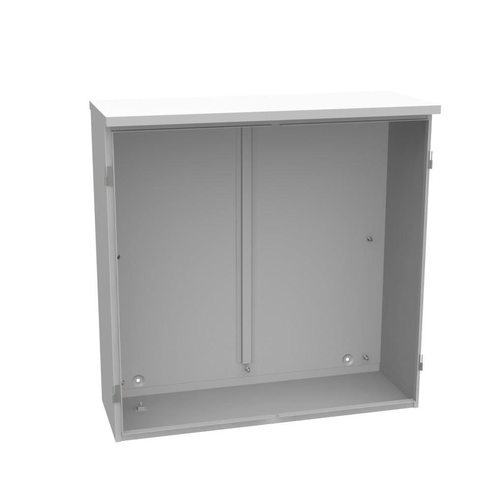 36x12x36 Hinge Cover Type 3R Steel No Knockouts ANSI 61 Gray Double Doors Padlocking 3PT Handle Back Panel Weld Studs Drip Shield No Center Post