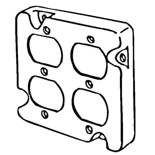 Features:Configuration Two Duplex Receptacle, Standard:UL E18095, Material:Steel, Shape:Square, Size:4.6875 X 4.6875 X 0.5IN, Cubic Capacity:10CI
