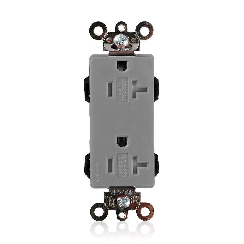 Modular Receptacle, Decora Plus, Tamper Resistant, 2-pole, 3-wire NEMA 5-20R, 20A-125V, Nylon, Commercial Grade UL Culus/NOM Req. Fed Spec. Gray