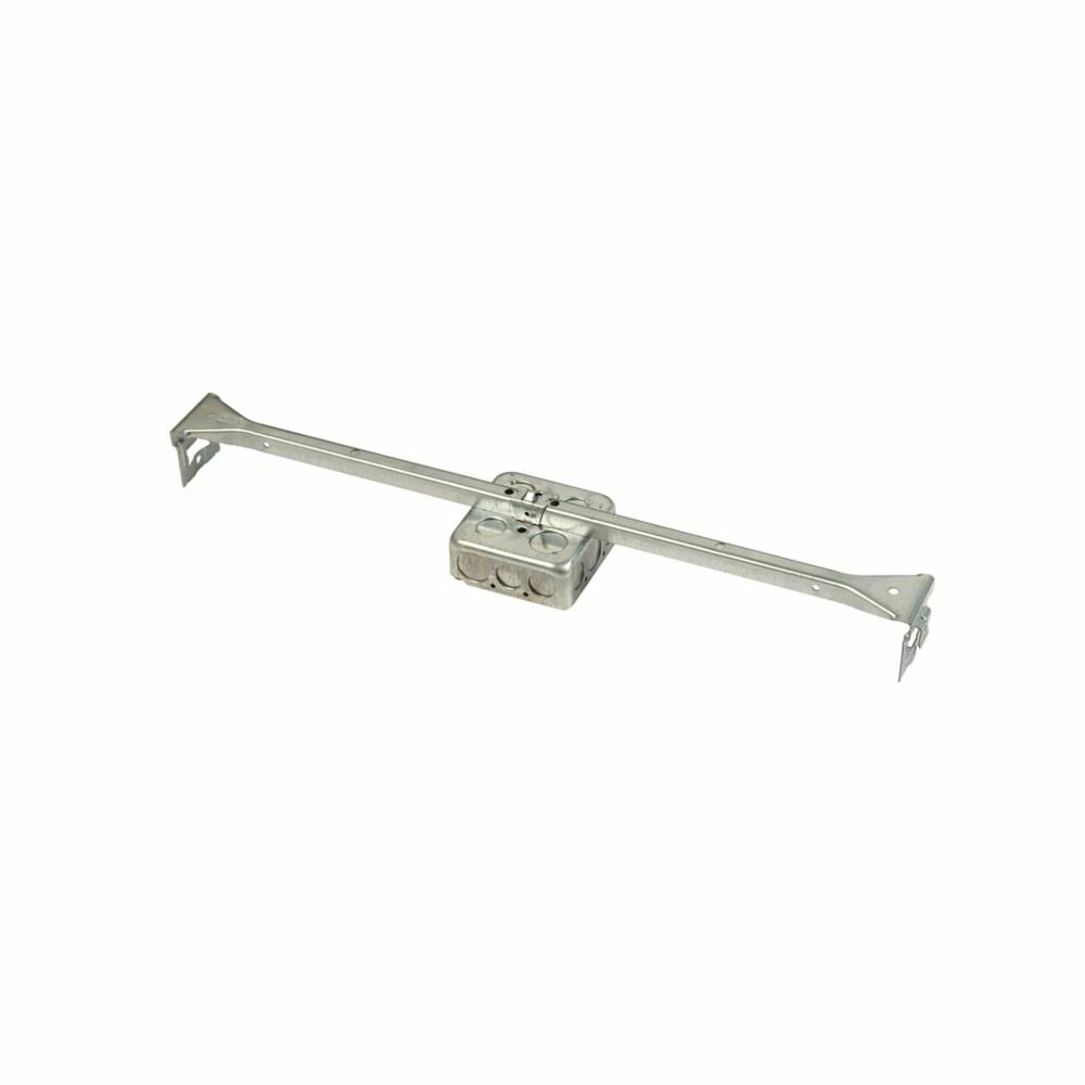 Eaton B-Line series acoustical tee and t-bar fasteners, Electrical box T-bar fasteners, 1.36lbs, 2.13" Deep square box to T-bar fastener, 24" Span, Electrical box T-bar fasteners, 50 lbs US, 35 lbs Canada load capacity