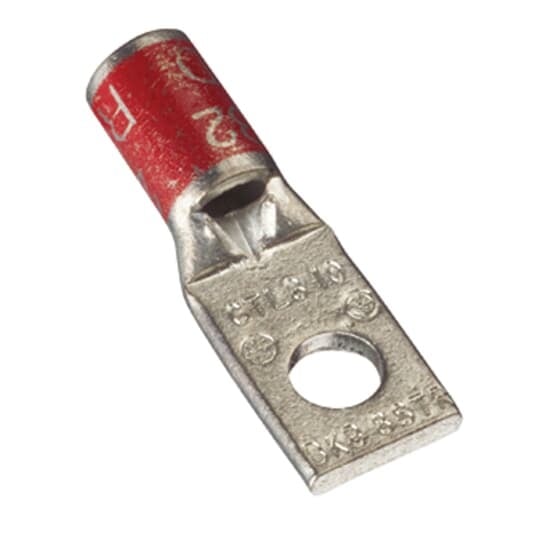 Copper One-Hole Lug, Short Barrel, Max 35kV, 4/0 Str. Wire, 3/8 Bolt Size, Tin Plated, Die Color Code Purple