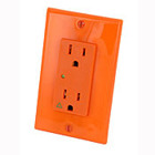 15-Amp, 125-Volt, Decora Plus Duplex Receptacle, Straight Blade, Industrial Grade, Isolated Ground, Surge with Indicator Light, Orange