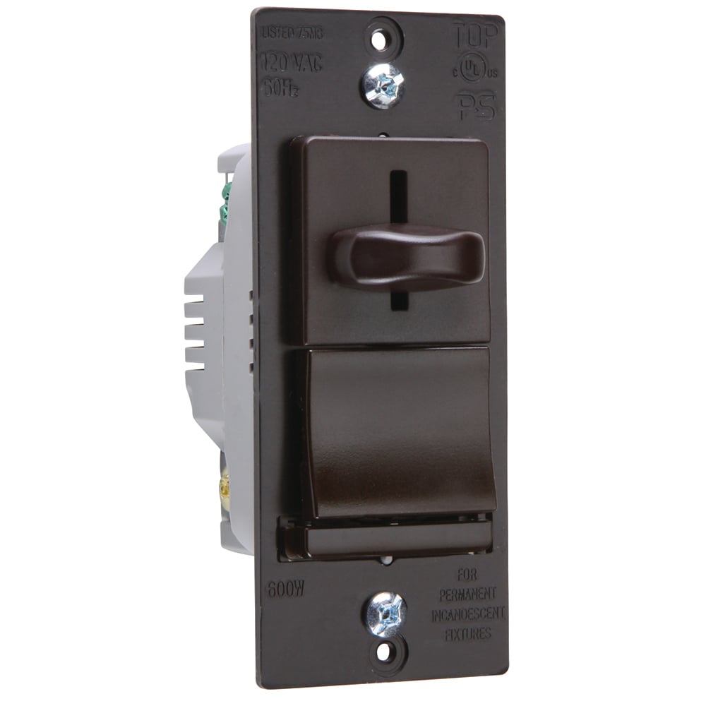 Incandescent Slide Dimmer, Preset 3way 600W, Brown