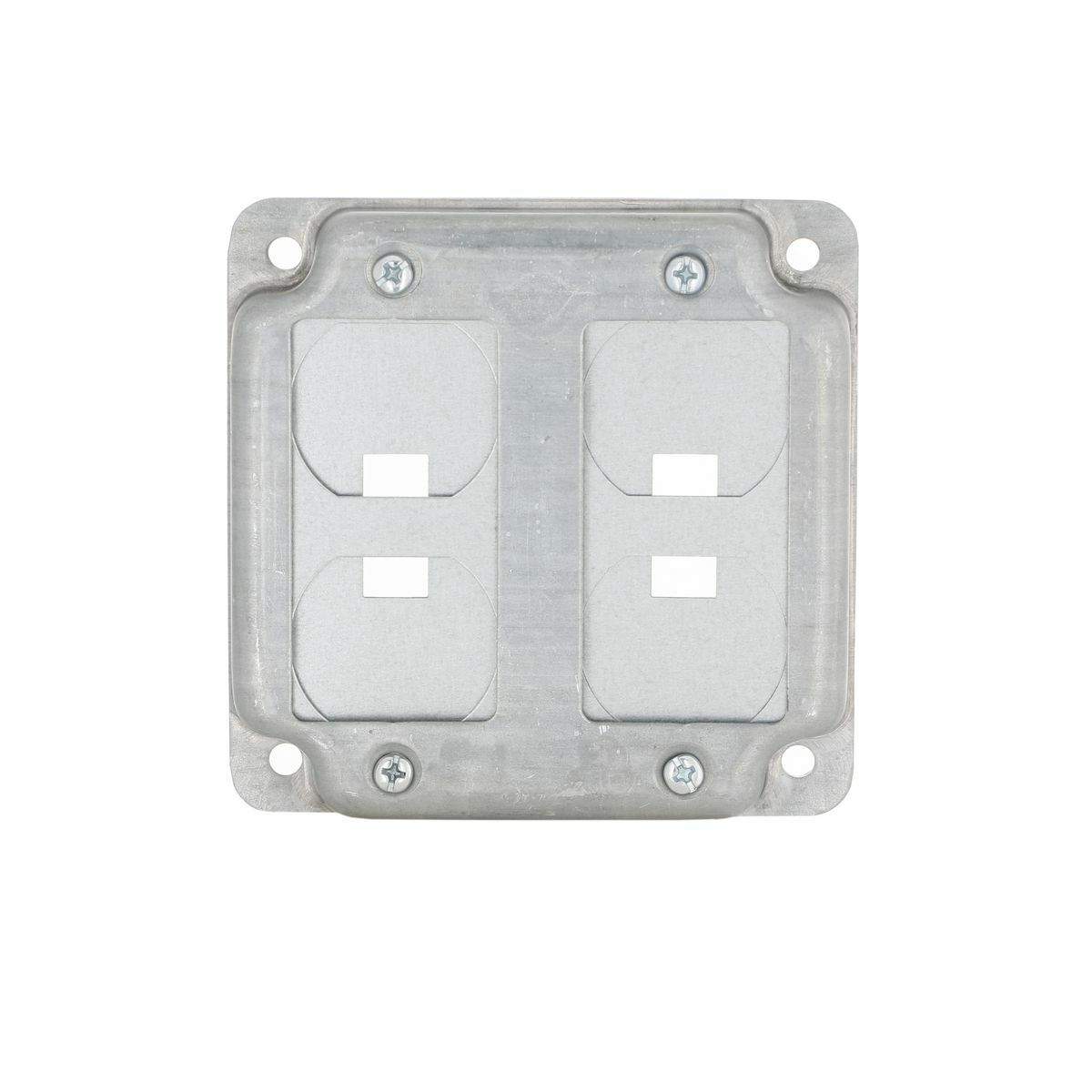 4 In. Square Crushed Corner Covers - Raised 1/2 In., Universal for1Device: 2 GFCI, 2 Duplex, or 2 Toggle (Insert Plates)