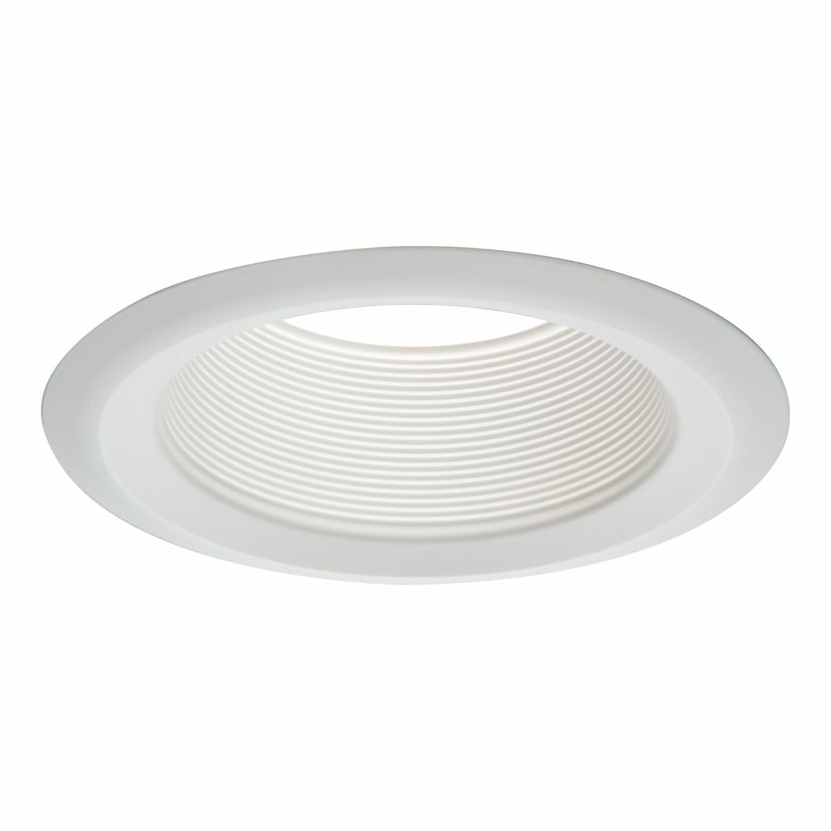 6" White Straight-Side Metal Baffle, White Self-Flange Ring