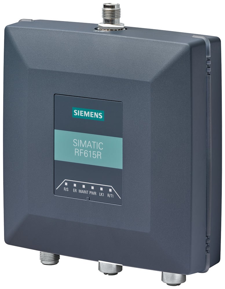 SIMATIC RF600 Reader RF615R FCC interfaces 1 Ethernet / PROFINET M12 1 integrated antenna + 1 ext. antenna port 1 dig. input. 1 dig. output 24 V DC IP67 -25 to+55 C without accessory