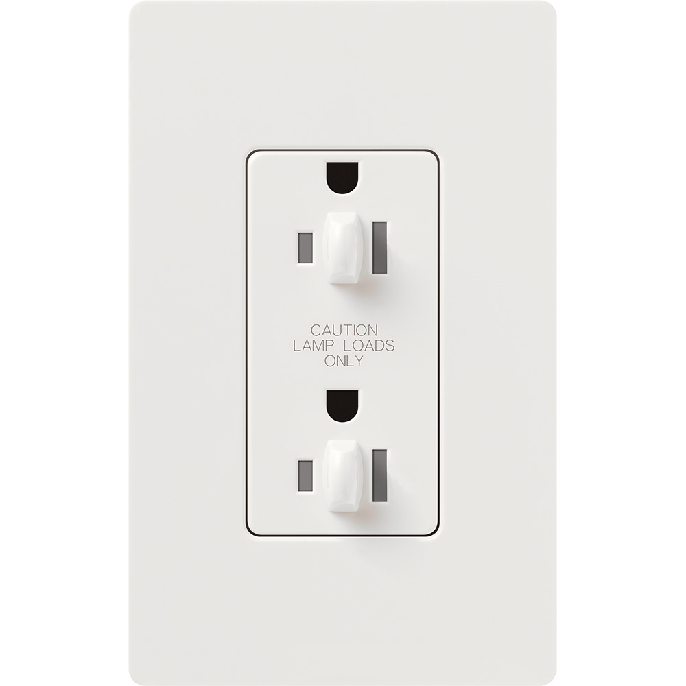 Claro, Gloss, Dual dimming, tamper resistant receptacle, 15A/125V in white