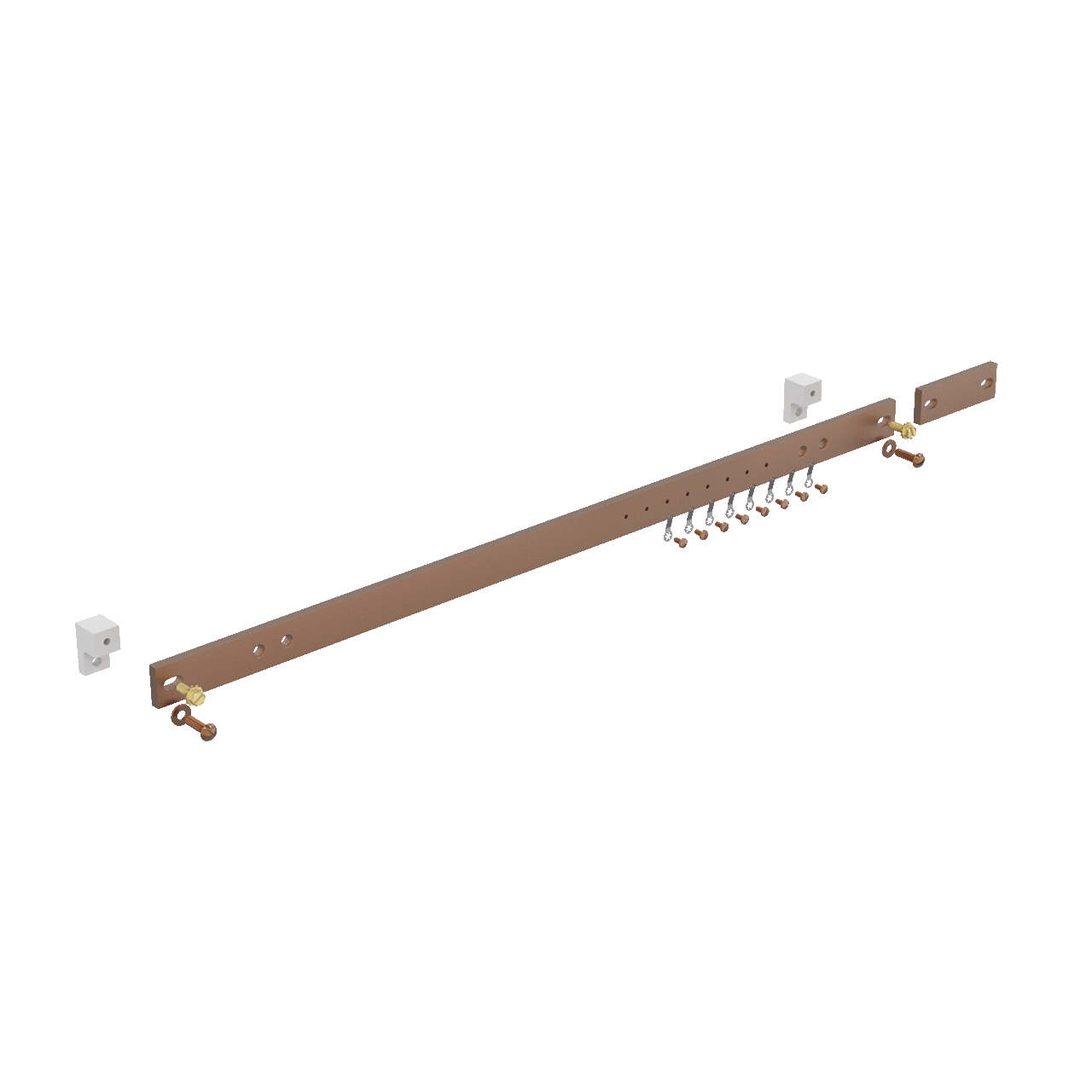 Horizontal Ground Bar Kits, 1.00x19.25, Copper