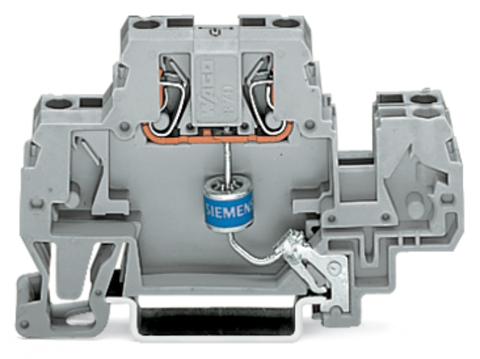 Component terminal block; double-deck; with gas-filled surge arrester; for DIN-rail 35 x 15 and 35 x 7.5; 2.5 mm; CAGE CLAMP; 2,50 mm; gray