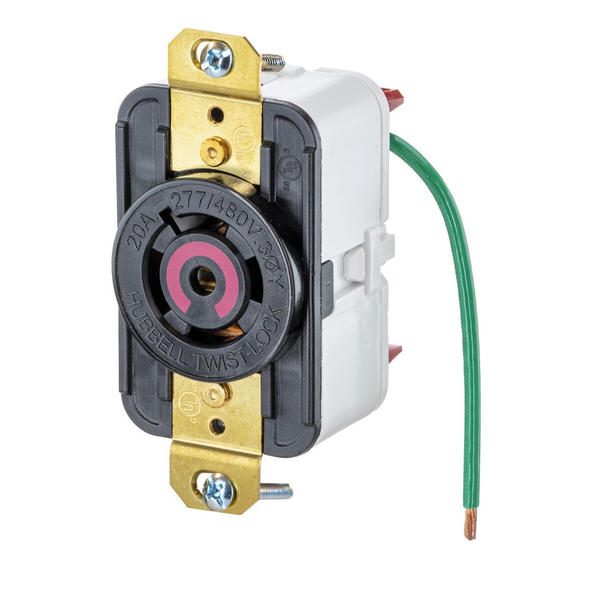 EdgeConnect Twist-Lock Receptacle, 20A 277/480V, L22-20R, BK, with Spring Termination