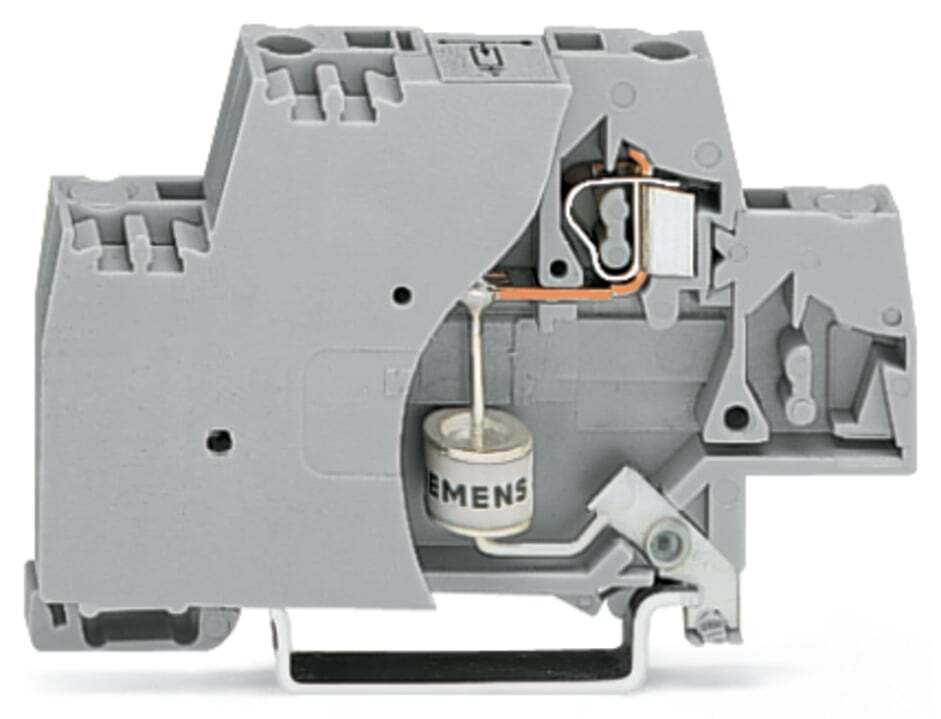 Component terminal block; double-deck; with end plate; with gas-filled surge arrester; for DIN-rail 35 x 15 and 35 x 7.5; 2.5 mm; CAGE CLAMP; 2,50 mm; gray
