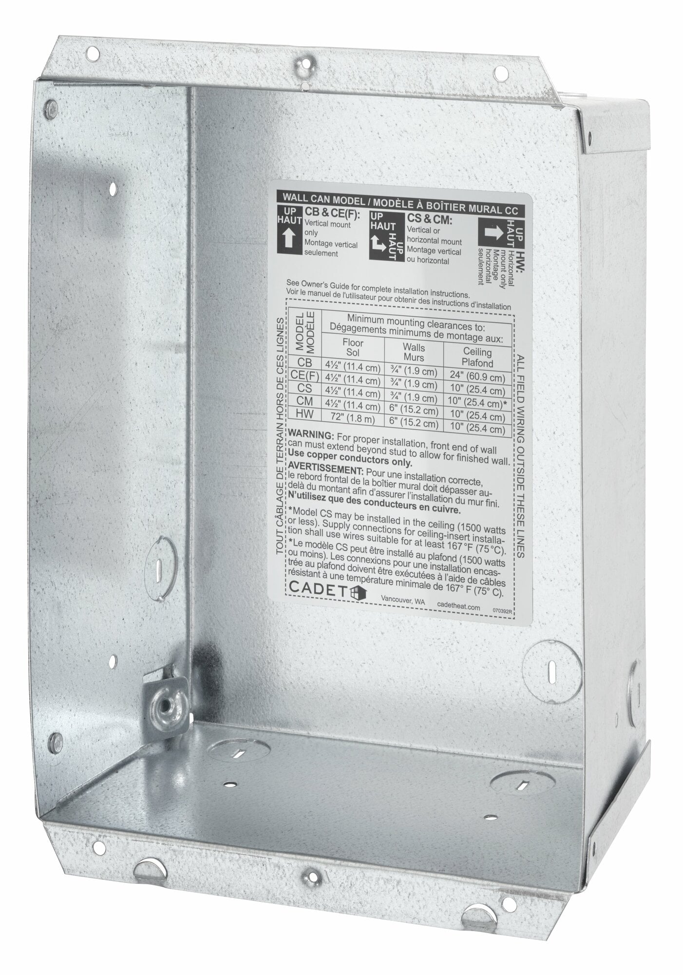 Cadet 10-pack Galvanized Wall Can                                   **MSRP reflects end user price**                                                                       ** Priced as each, must be purchased in 10 pack quantity **