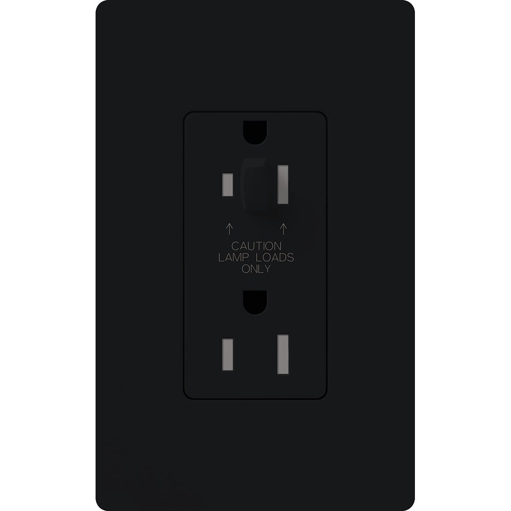 Architectural, half dimming, tamper resistant receptacle (Gloss), 15A/125V in black