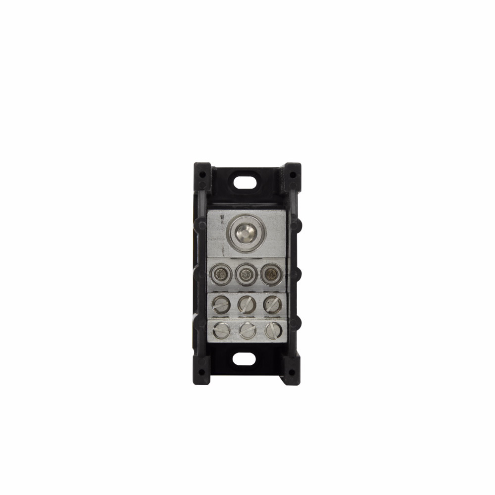 Eaton Bussmann series PDB power distribution block, IP-20 Finger-safe, 600 Vac, 600 Vdc, 310A, Power distribution block, Single-pole, SCCR: 200 kA (6 To 1/0 AWG), 100 kA (12 To 1/0 AWG), Panel, Tin-plated aluminum connectors