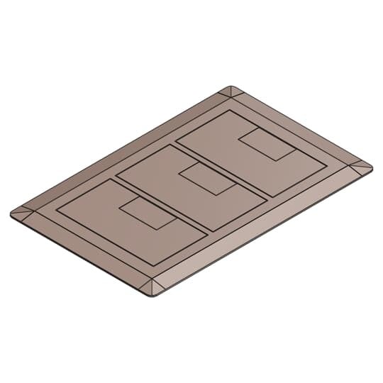 Three Gang Floor Box Cover, Width 7.13 Inches x Length 11.50 Inches, Caramel, Non-Metallic, Carpet Flange Included