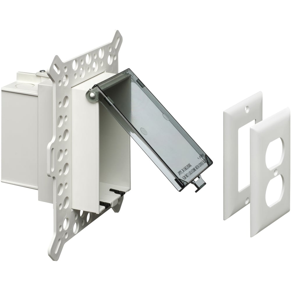 Low profile inbox for foam wall systems. Adjusts from 2-3/4" to 5". Clear weatherproof while in use cover.
