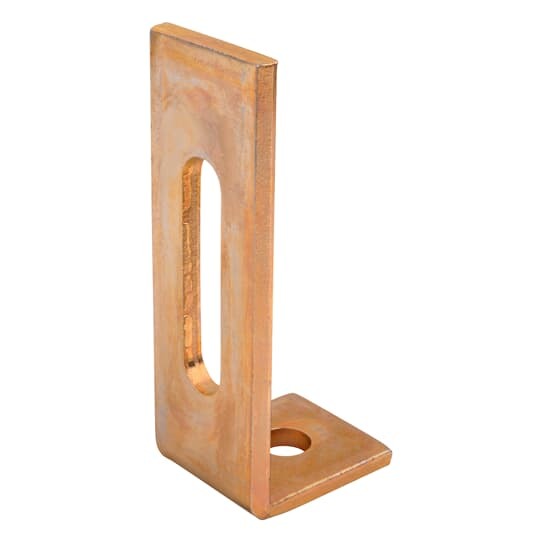 Bracket, L-Shaped, Length 4-7/8 Inches, Base Length 1-7/8 Inches, Width 1-5/8 Inches, Adjustable Slot Length 2-1/2 Inches, Hole Diameter 9/16 Inches, Steel